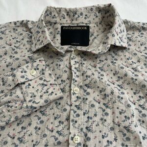 Favourbrook London 100% Linen Floral Dress Shirt Long Sleeve Men’s Size L (16.5)